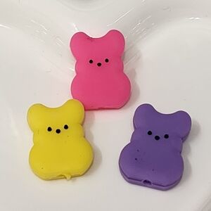 Easter Focal Beads Peeps Silicone Colorful Beaded Pen Crafts Badge Keychain